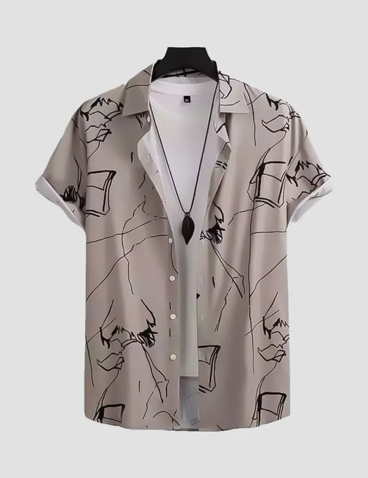 Blue and Gray Cheese Design Beach and casual Multicolor Printed Shirt Cotton Material Half Sleeves Mens roscoe