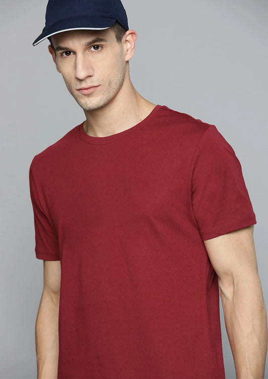 Half Sleeve Round Neck Plain Maroon Color Men's roscoe Cotton T-Shirt