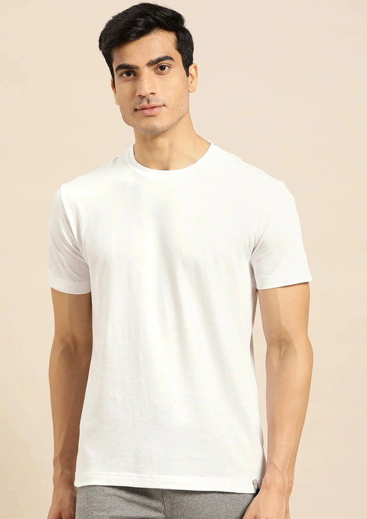 Plain White Color Half Sleeve Round Neck Men's roscoe Cotton T-Shirt