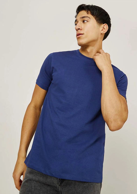 T-Shirt Plain Blue Color Half Sleeve Round Neck Men's roscoe Cotton