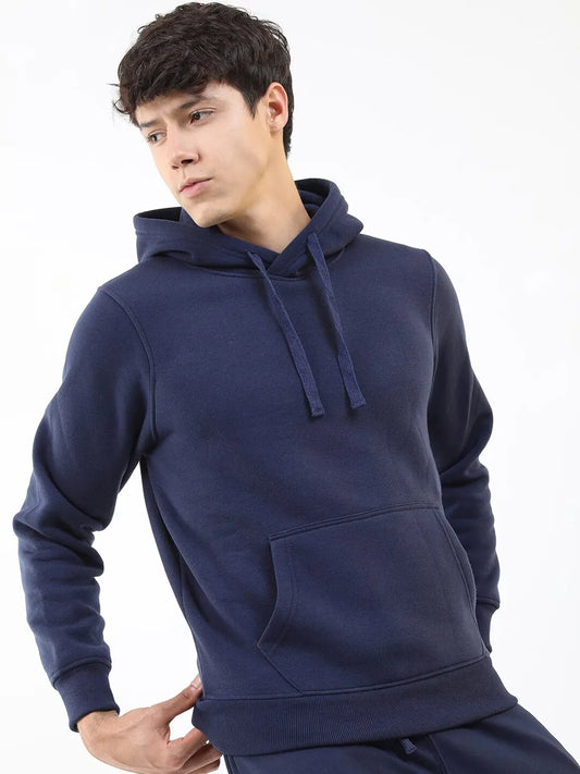Beaming Navy-Blue Casual Full Sleeves Cotton Hoodie For Men and Women (Unisex)