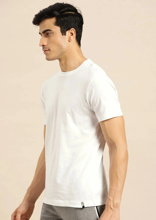 Plain White Color Half Sleeve Round Neck Men's roscoe Cotton T-Shirt