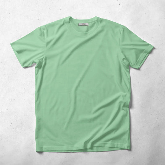 Energetic Half Sleeve Round Neck Green Color Men's roscoe Cotton T-Shirt Plain