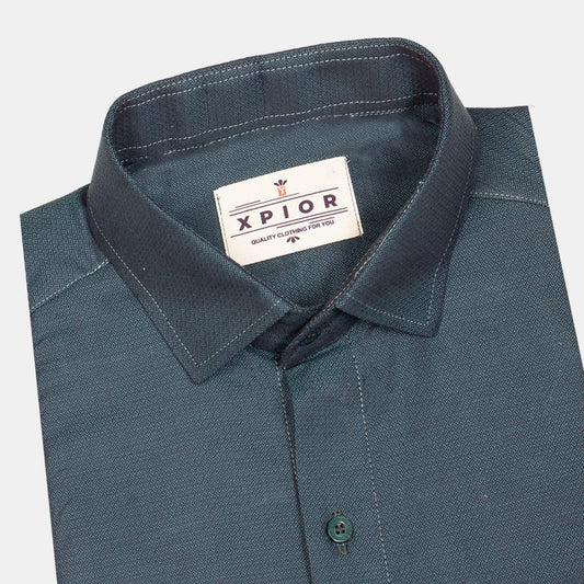 Unique Men's Full Sleeves Plain Shirt Premium Collection Cotton Fabric English Blue