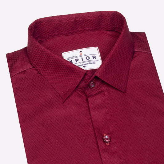 Visionary Men's Full Sleeves Plain Shirt Premium Collection Cotton Fabric Maroon