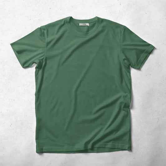 Rich Green Color Men's Cotton T-Shirt Plain Half Sleeve Round Neck