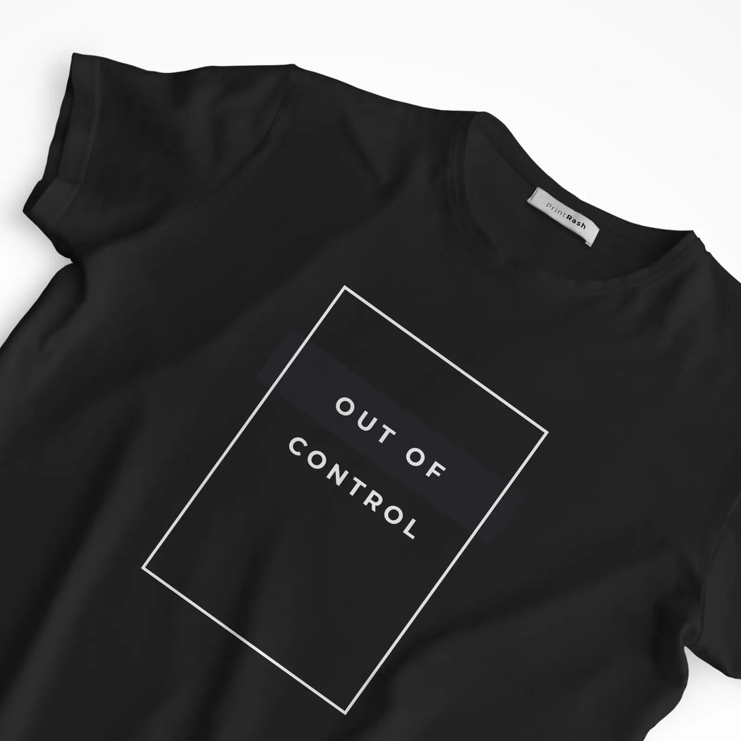 Out Of Control Printed Black Color Half Sleeve Round Neck Men's roscoe T-Shirt