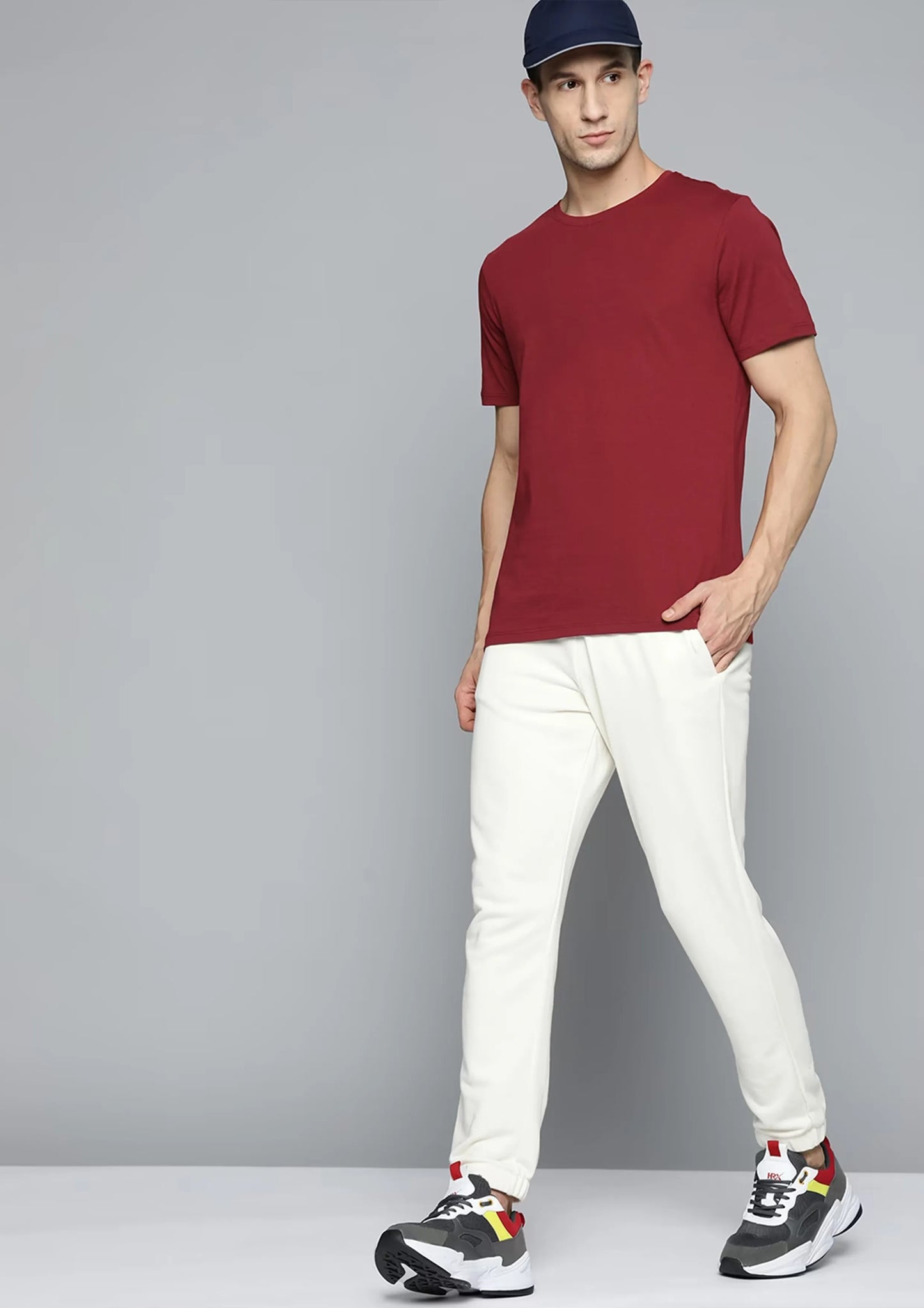 Half Sleeve Round Neck Plain Maroon Color Men's roscoe Cotton T-Shirt