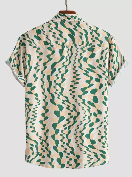 Semi Heart Green color Design Beach and casual Printed Shirt Cotton Material Half Sleeves Mens