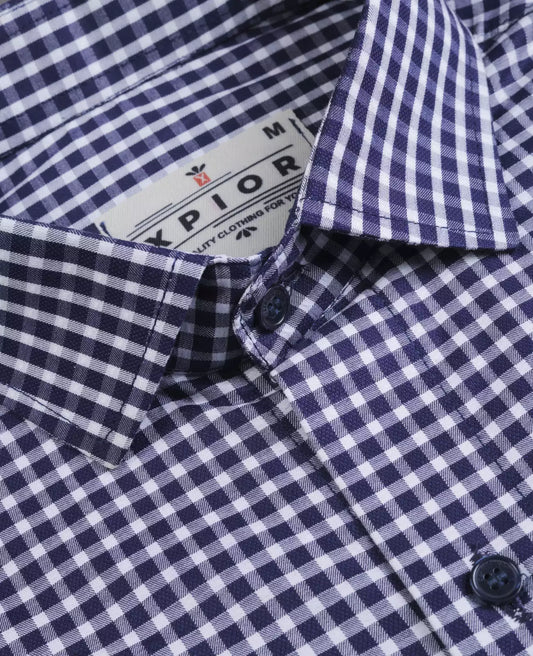 Spirited Men's Full Sleeves Mini Checks Shirt Premium Collection Cotton Fabric Purple