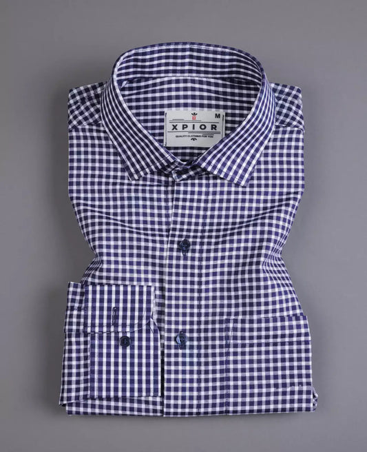 Spirited Men's Full Sleeves Mini Checks Shirt Premium Collection Cotton Fabric Purple